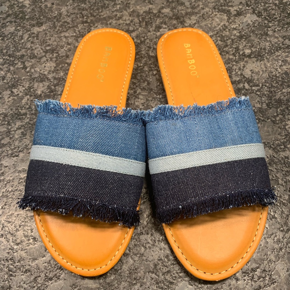 BAMBOO Slip on Denim Sandals EUC
